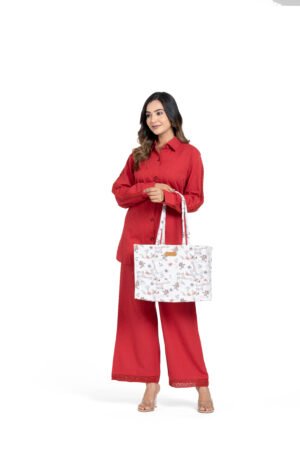 Monkey and Giraffe Tote Handbag (Cream)