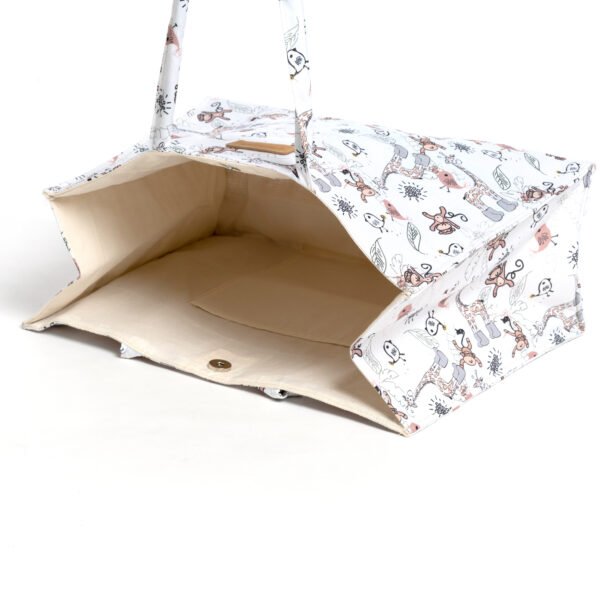 Monkey and Giraffe Tote Handbag (Cream)
