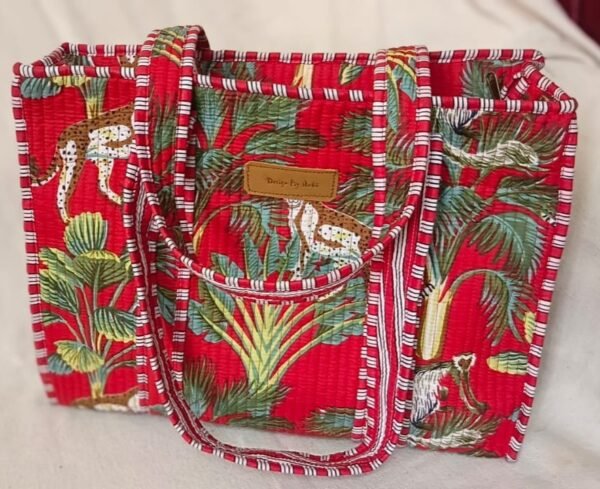 Red hot Quilted tote handbags