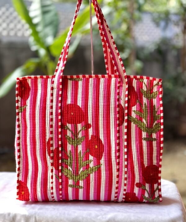 Red hot Quilted tote handbags