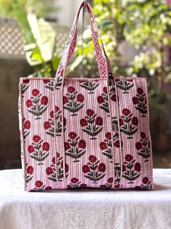 Red hot Quilted tote handbags