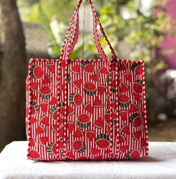 Red hot Quilted tote handbags