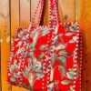 Red hot Quilted tote handbags