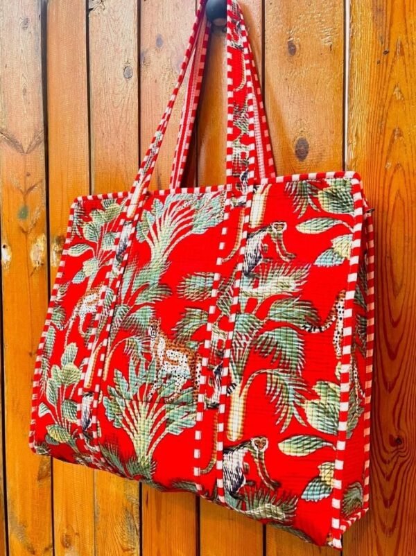 Red hot Quilted tote handbags